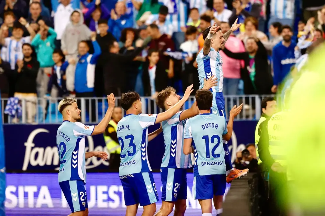Joaqu&iacute;n Mu&ntilde;oz celebrando el 3-1 / Foto: Carlos Guerrero (M&aacute;laga Hoy)
