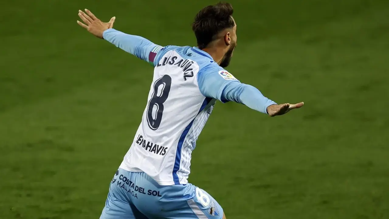 Luis Mu&ntilde;oz celebrando un gol con el M&aacute;laga / Diario SUR