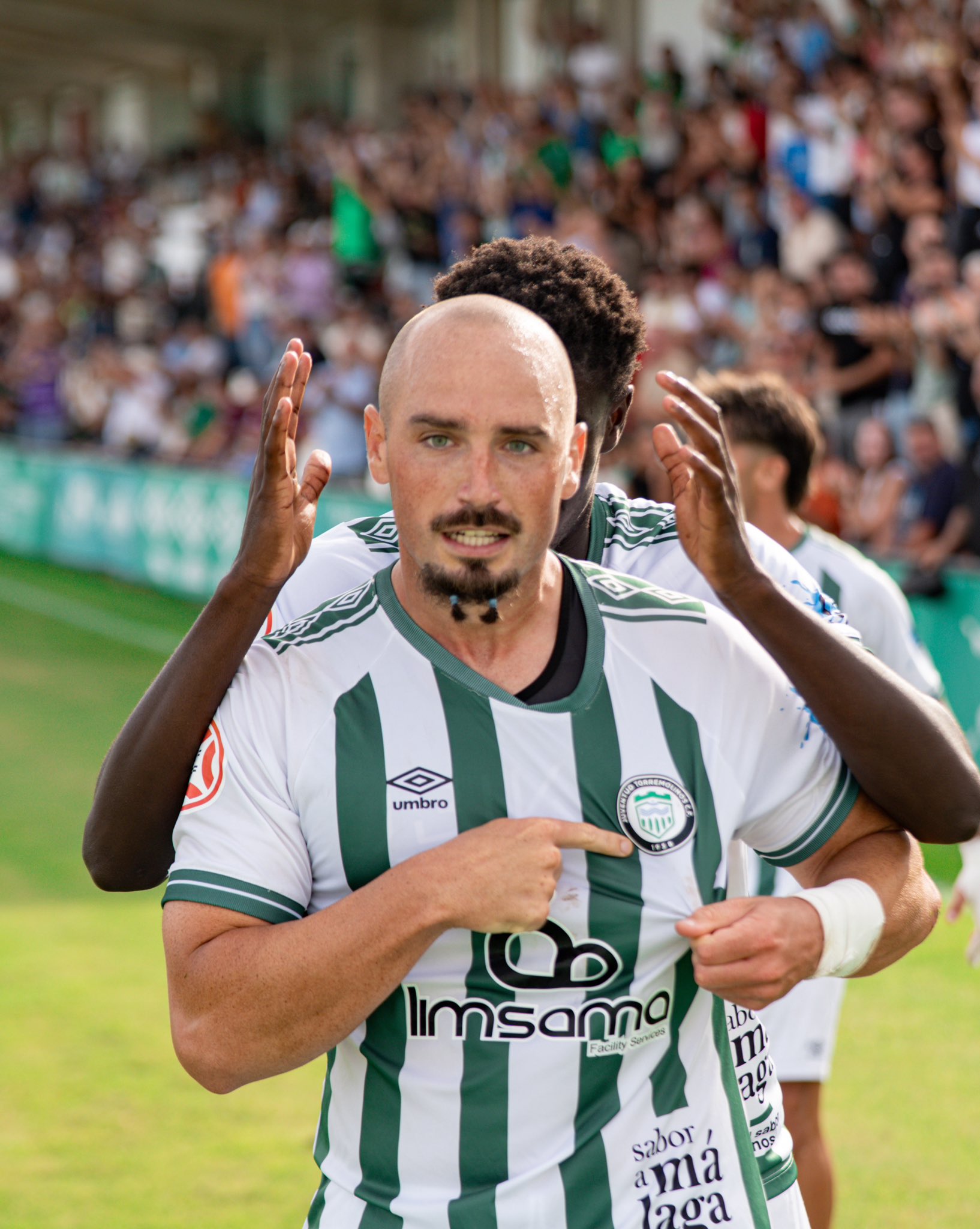 Javi Mérida celebrando su gol de la victoria frente al Antequera / Juventud Torremolinos en X
